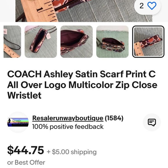 Coach Ashley Satin Scarf print C Logo, zipper closure or strap wristlet - Picture 8 of 8